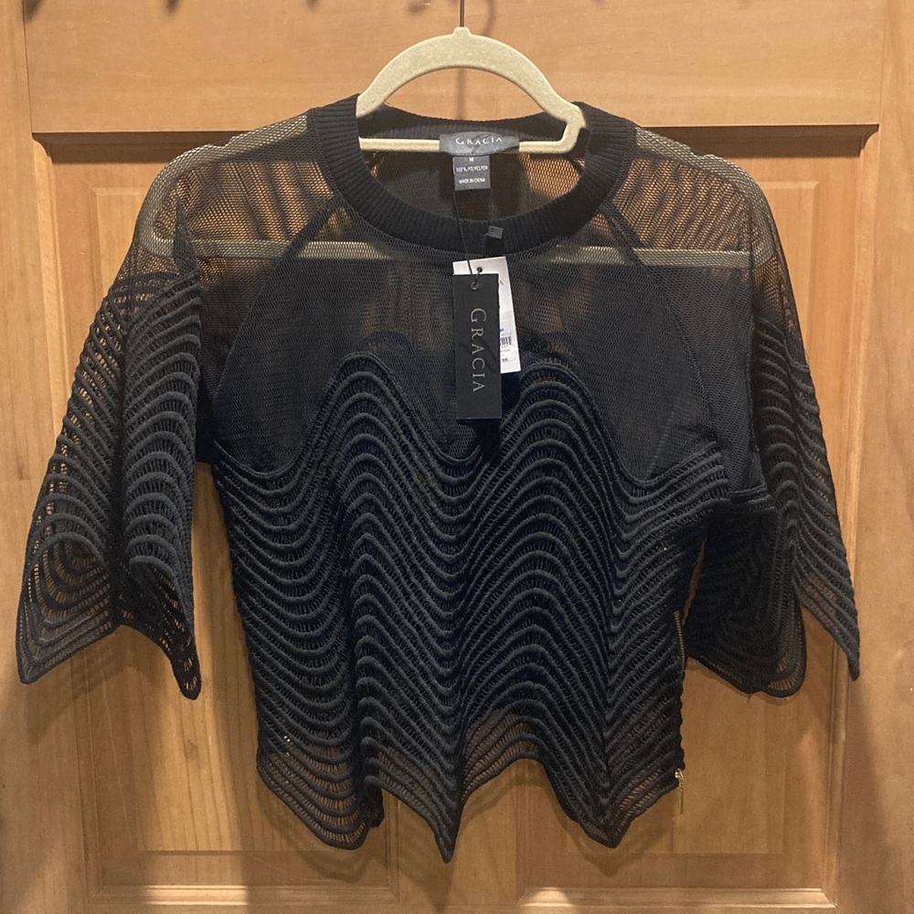Gracia medium Netted Crochet Black Blouse